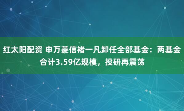 红太阳配资 申万菱信褚一凡卸任全部基金：两基金合计3.59亿规模，投研再震荡